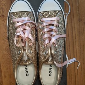Gold sparkle converse women's size 9